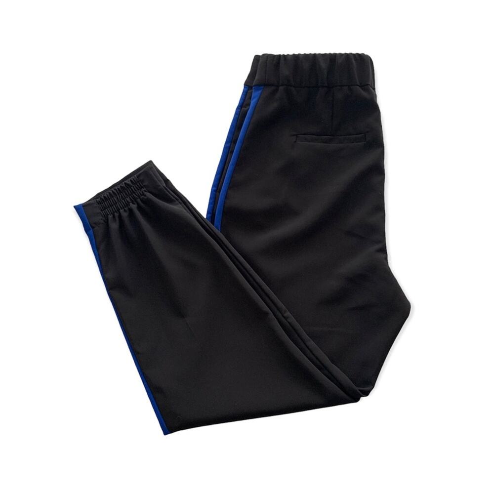 Dynamite Black and Electric Blue Side Striped Casual Pants Large